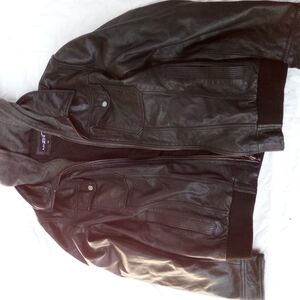 Black Rivet Dark Leather Bomber Jacket